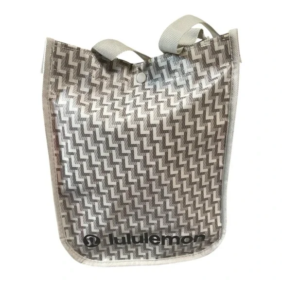 Lululemon Athletica Reusable Tote Bag Small Grey And Cream - Picture 2 of 9